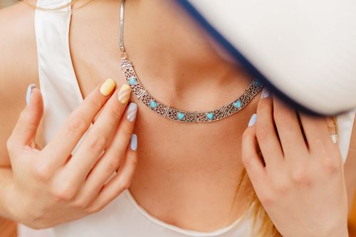 Sterling silver statement necklace with Opal