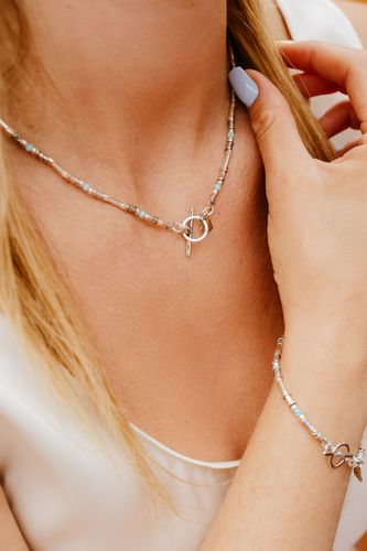 Silver and Opal beads set
