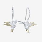 Silver and Golden Hummingbird Drop Earrings