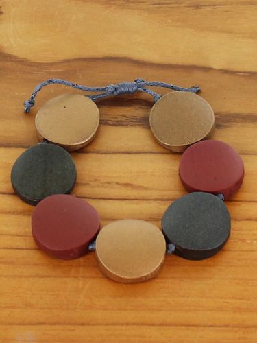 Burgundy & Gold Wooden Bracelet