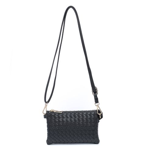 Double compartment weaved small crossbody bag