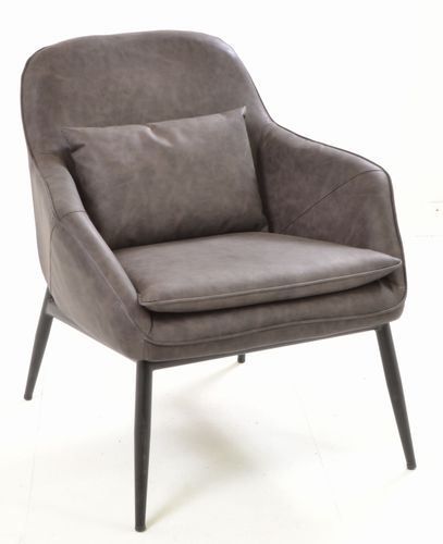 Fitzroy Grey Faux Leather Low Chair