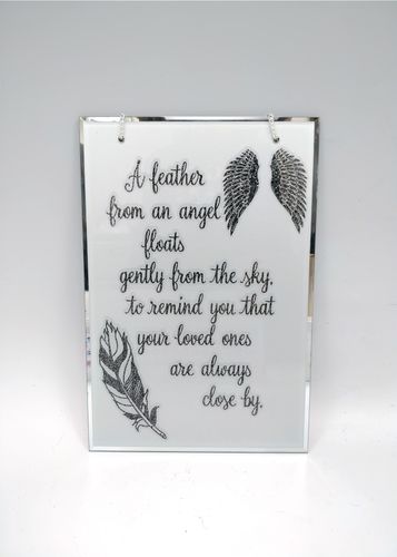 Glass angel wings plaque