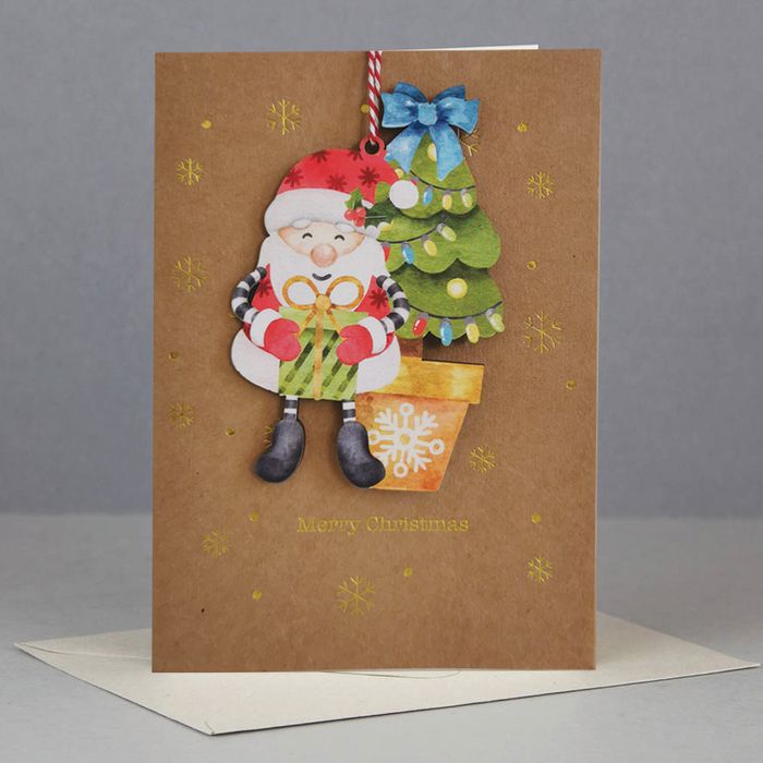 Wooden ornament xmas cards