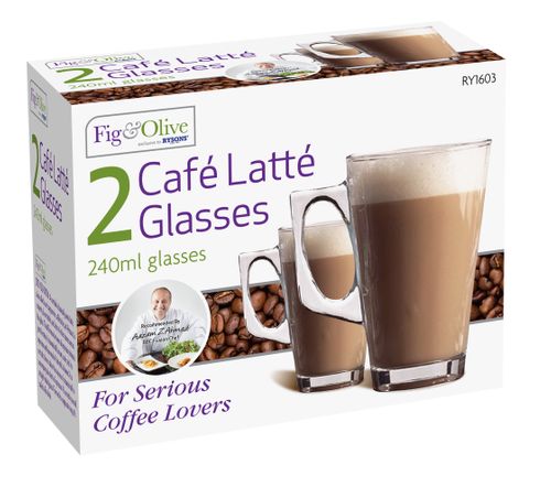 2 PACK CAF' LATTE GLASSES 240ML