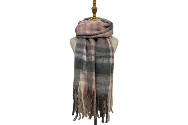 Cosy Large Check Blanket Wrap Tassel Scarf