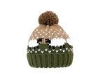 A1957- LADIES SHEEP PRINT KNITTED BOBBLE HAT