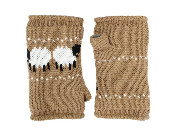 GL1287- LADIES KNIITED SHEEP CUFF GLOVES