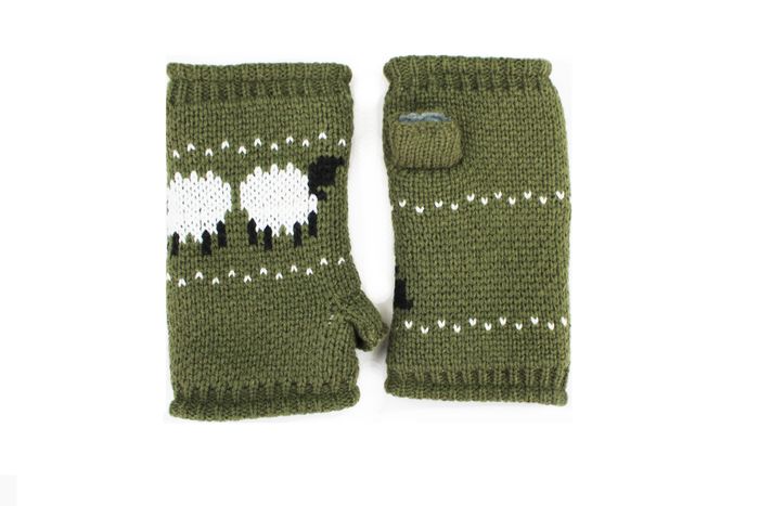 GL1287- LADIES KNIITED SHEEP CUFF GLOVES