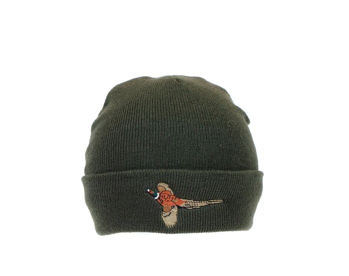 A1945- MENS PHEASANT PRINT KNITTED SKI HAT- FLEECE LINING