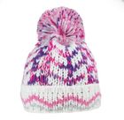 C766- GIRLS PATTERN KNITTED BOBBLE HAT- WITH LINING