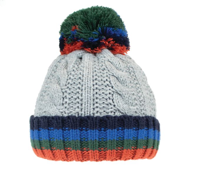 C764- BOYS CABLE KNITTED BOBBLE HAT- WITH LINING