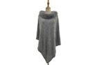 Plain Faux Fur Collar Wool Poncho