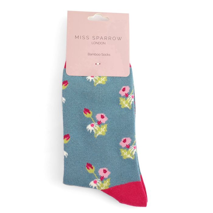 SKS433 Mini Floral Socks Denim