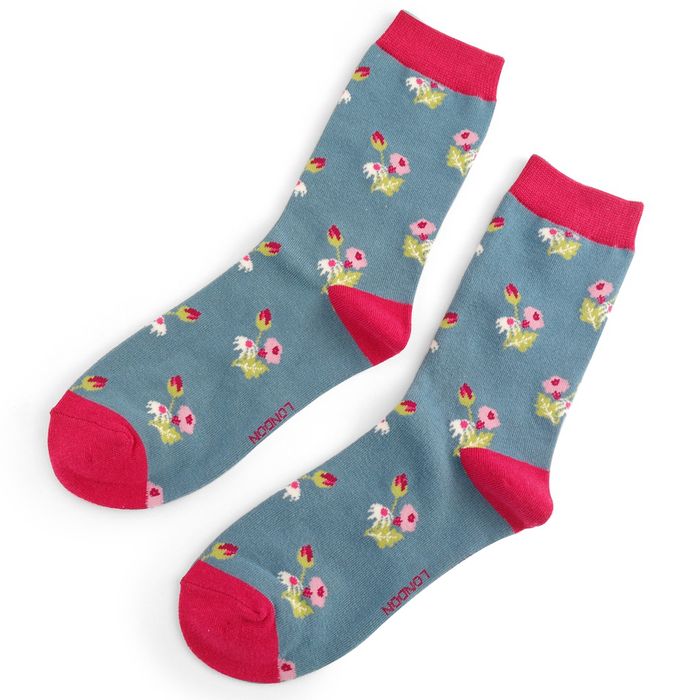 SKS433 Mini Floral Socks Denim