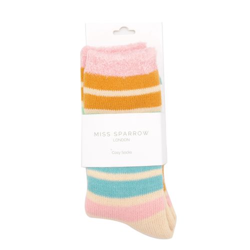 TSW004 Fluffy Stripes Socks Duck Egg