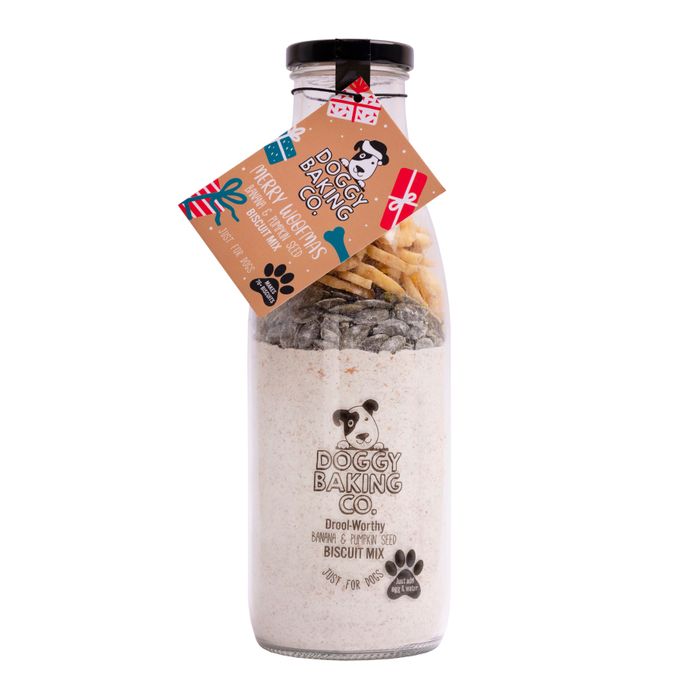 Merry Woofmas Pumpkin Seed & Banana Biscuit Mix in a Bottle