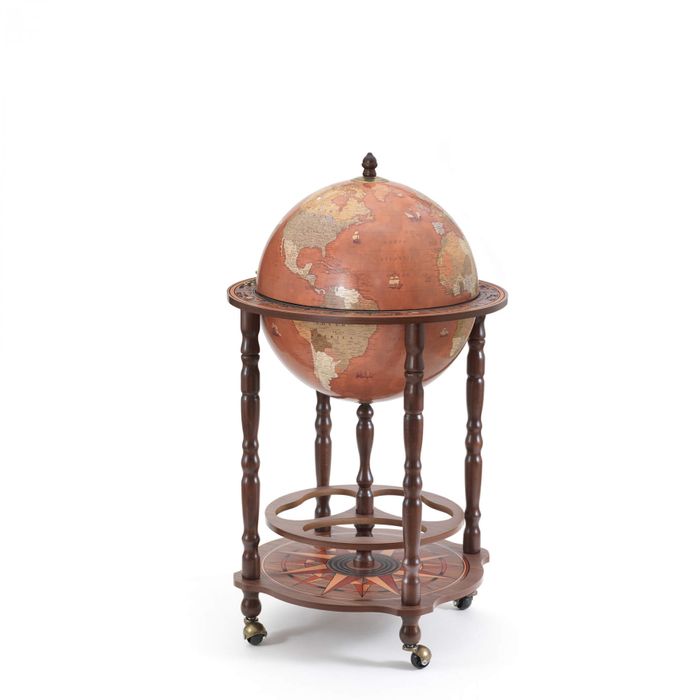 Cognac 40cm Modern Map Bar Globe