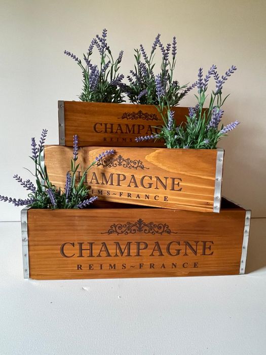 Industrial Set of 3 Vintage Style Champagne Crates n