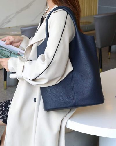 Genuine Leather Soft Tote Bag in Bag