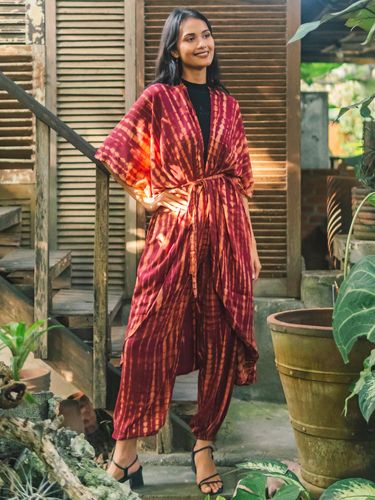 One-Size Tie-Dye Kimono & Trousers