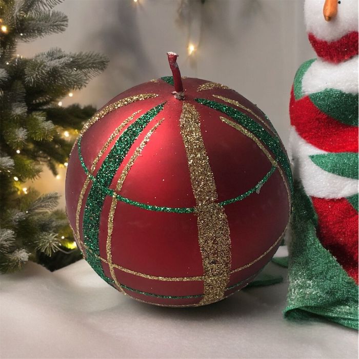 Red Glitter Bauble Candle