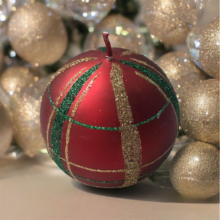 Red Glitter Bauble Candle