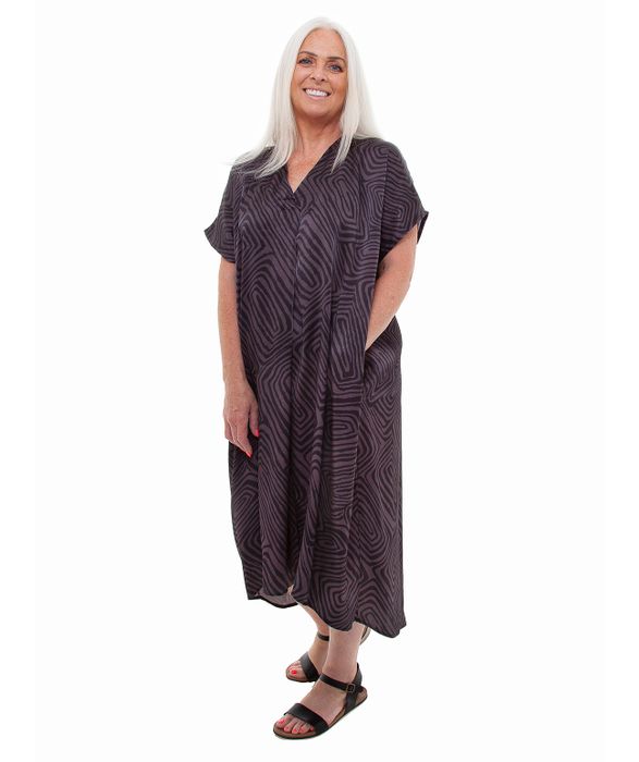 Geo Satin Kaftan Dress