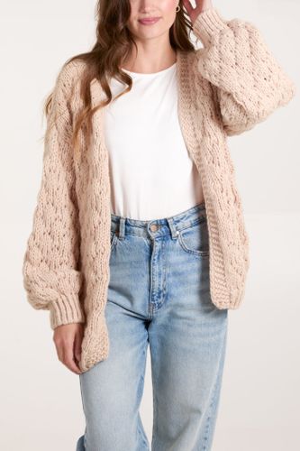 Oversized Chunky Pointelle Knit Cardigan