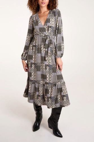 Patchwork Print Wrap Front Dress