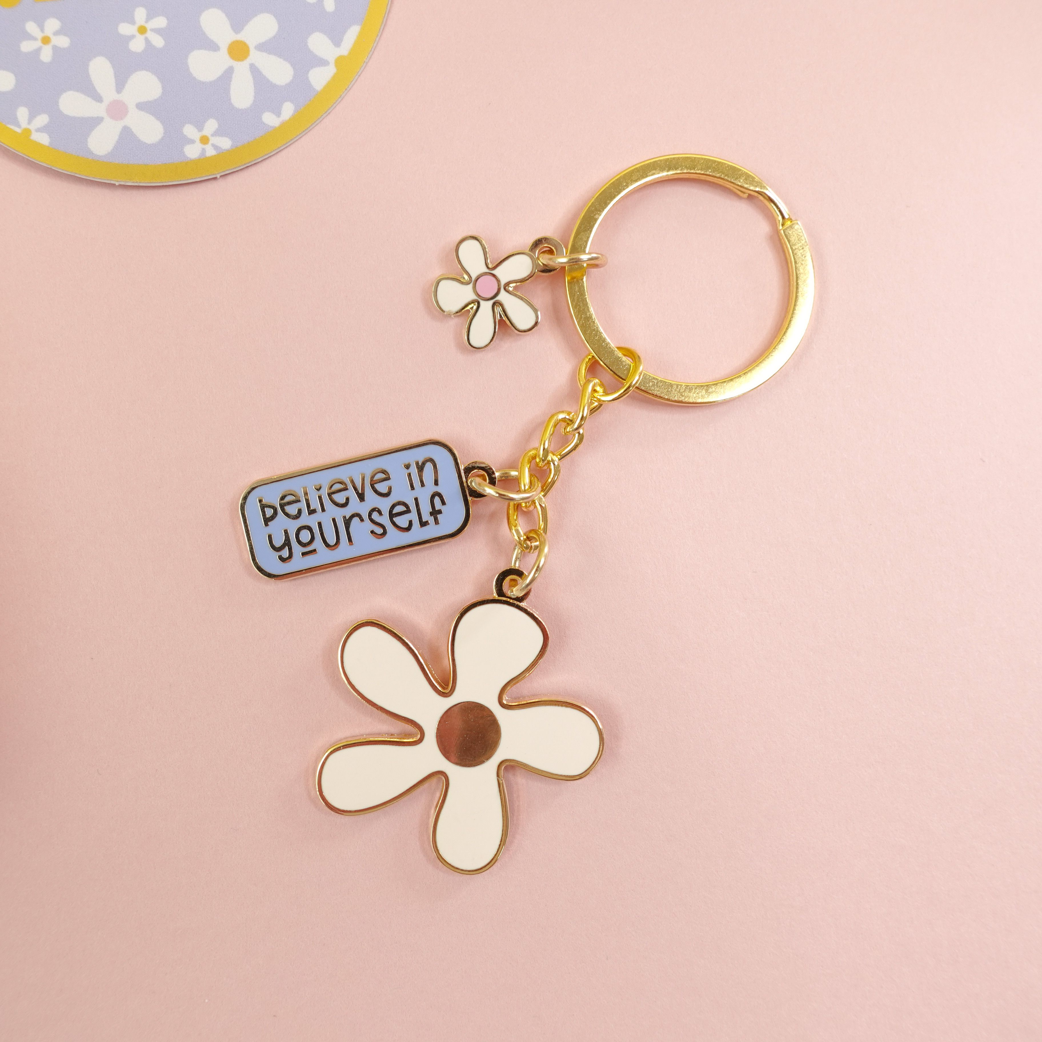 Believe in Yourself Gold Enamel Keyring