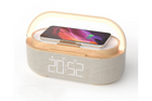 Cream Clock Radio - Wireless Charging, LED Lamp, Bluetooth Speaker