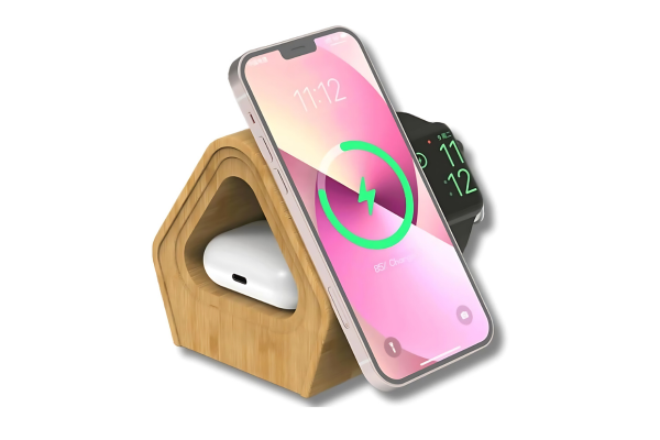 Bamboo Wireless Charging Station - iPhone, iWatch, AirPods