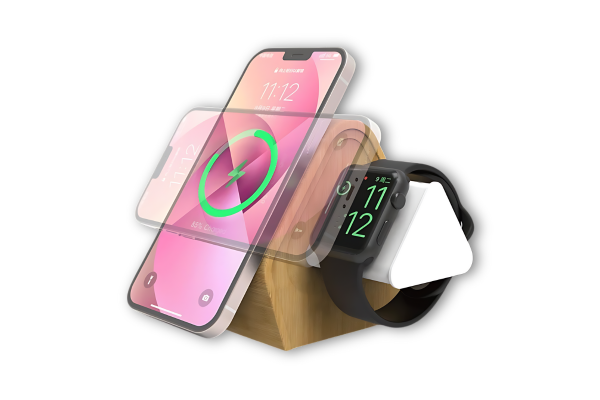 Bamboo Wireless Charging Station - iPhone, iWatch, AirPods