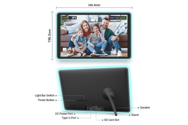 LED Edge Digital Photo Frame - 10.1 Inch Display