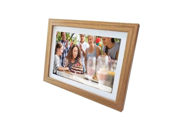 Oak Wood Digital Photo Frame - 10.1 Inch Display