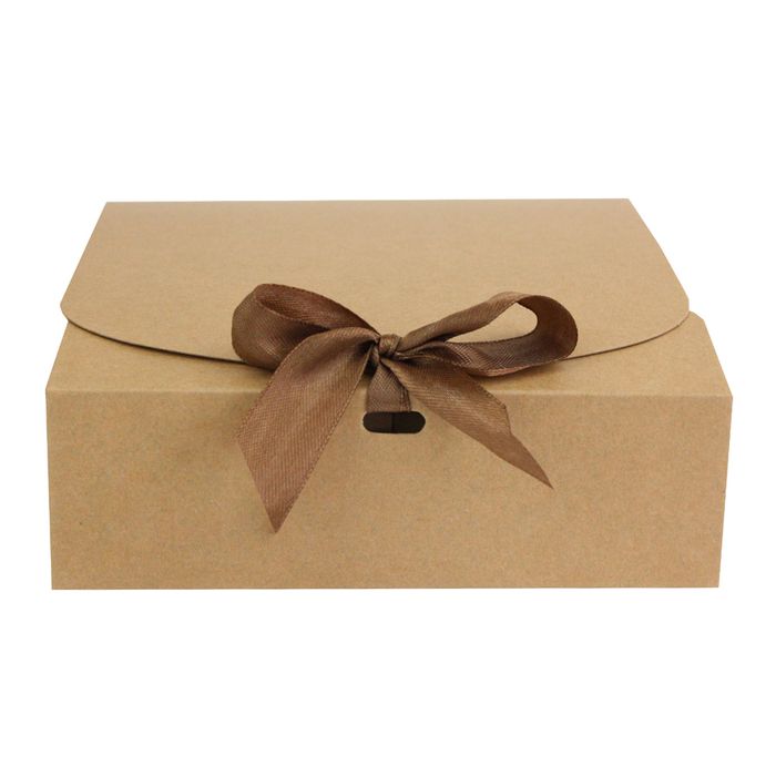 Brown Top-Flap Style Kraft Boxes with Ribbon Pack of 12