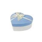 Emartbuy Set of 3 Rigid Heart Shaped Presentation Gift Box, Textured White Box with Blue Lid, Polka Dots Interior and Satin Bow Ribbon