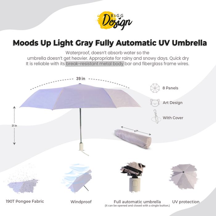 Biggdesign Moods Up Light Grey Fully Automatic UV Umbrella