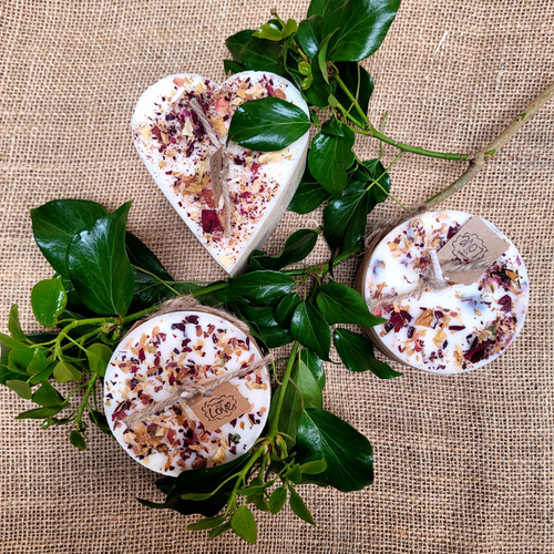 Candles with rose petals