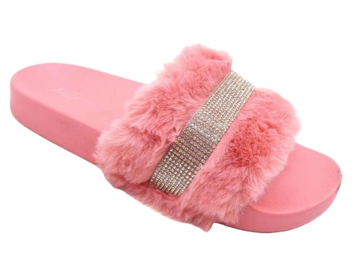 Fluffy Shoes Trend Rhinestone Slippers Fashion Womens Summer Slippers for Women Outdoor