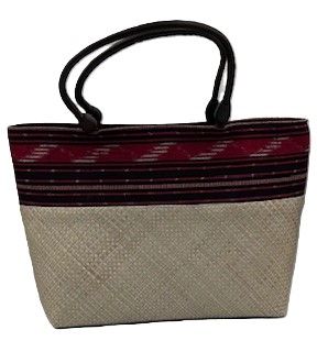 Pandan Top Handle Fabric & Pandan Weave Shopper [ codePG1]