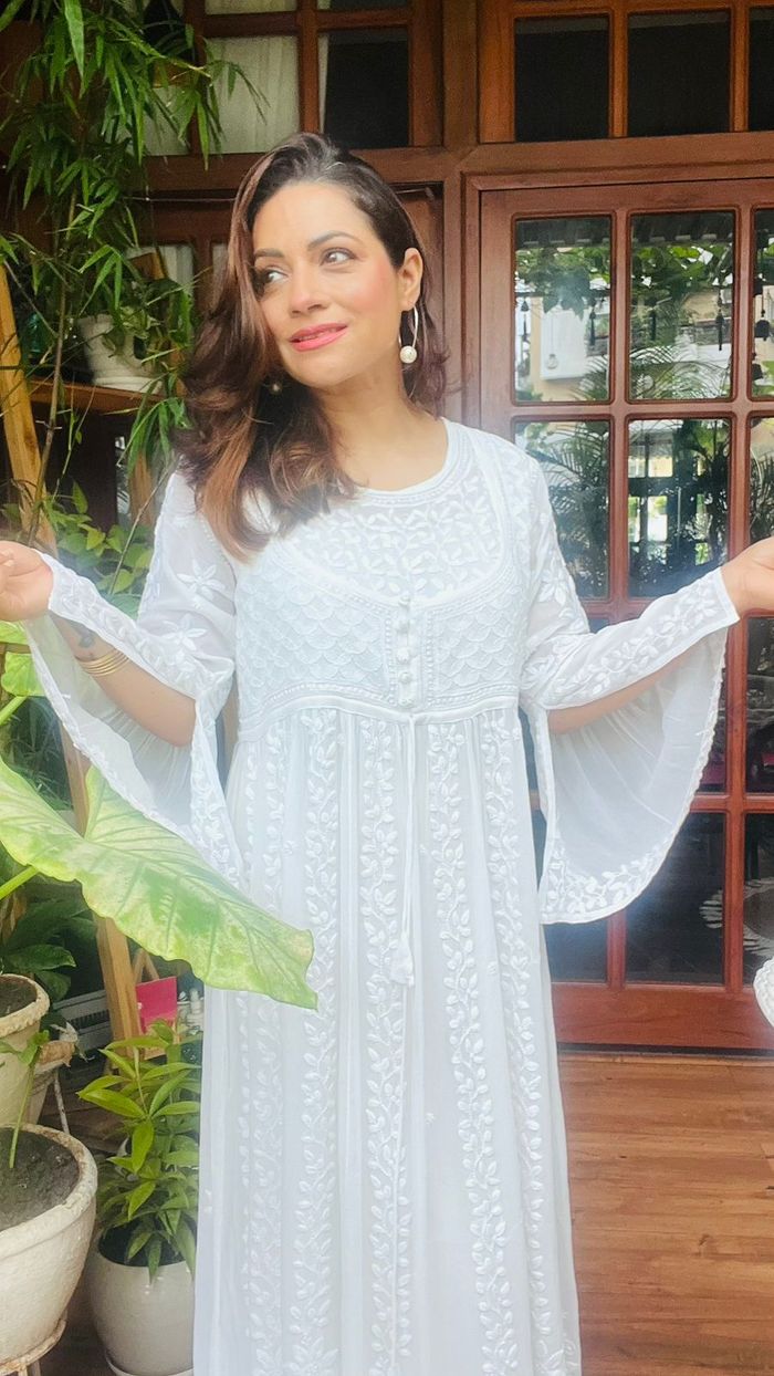 Chikankari maxi dress sale