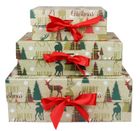 Reindeer Christmas Gift Box with Ribbon (Sizes Available)