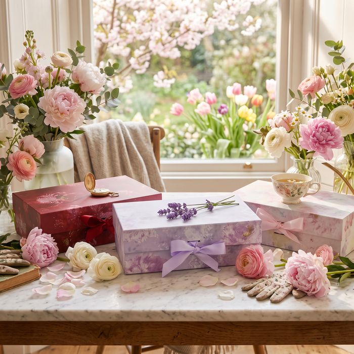 Floral Magnetic Gift Box with Ribbon (Sizes Available)