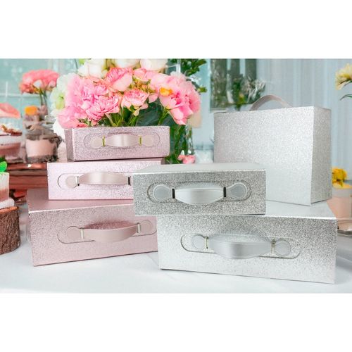 Glitter Folding Magnetic Gift Box With Leather Handle (Sizes & Colors Available)