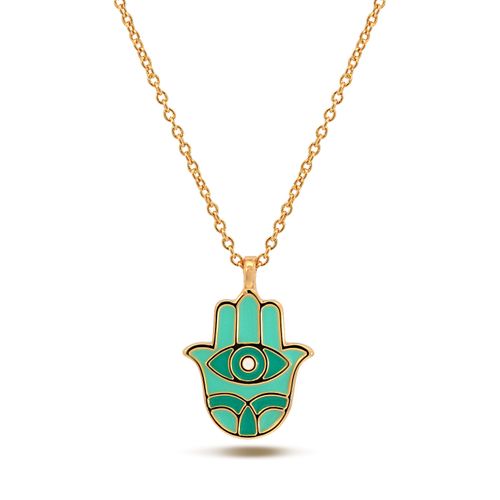 Turquoise Hamsa Evil Eye Charm Necklace