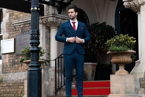 Scott Navy Tweed Check Three Piece Suit