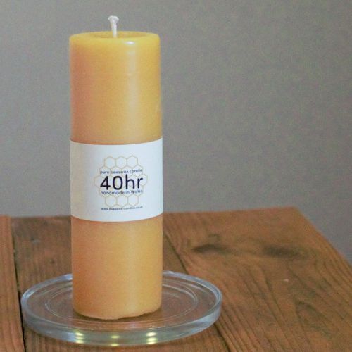 40hr pure beeswax pillar candle