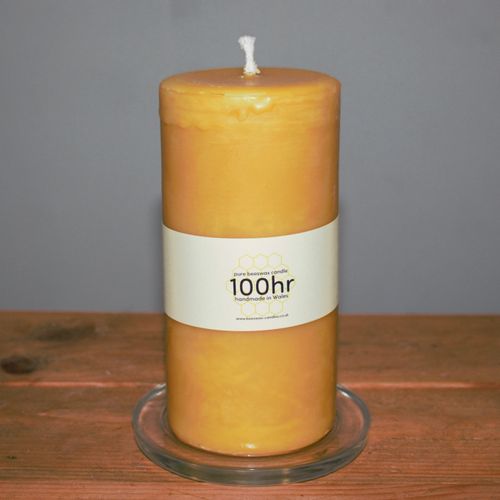 100hr pure beeswax pillar candle